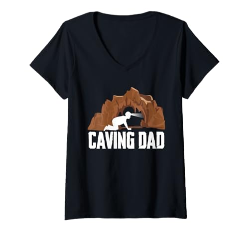 Damen Caving Dad Fathers Day Spelunker T-Shirt mit V-Ausschnitt Damen Caving Dad Fathers Day Spelunker T-Shirt mit V-Ausschnitt von Höhlenforscher Design Idee Spelunking