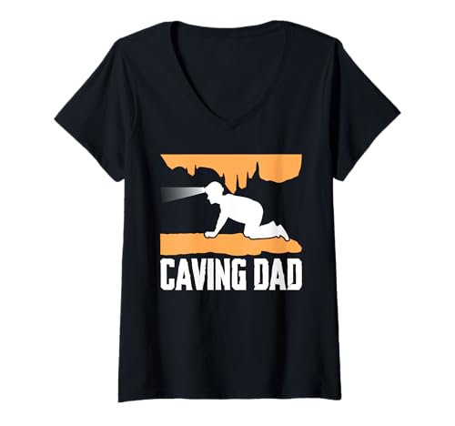 Damen Caving Dad Fathers Day Spelunker T-Shirt mit V-Ausschnitt Damen Caving Dad Fathers Day Spelunker T-Shirt mit V-Ausschnitt von Höhlenforscher Design Idee Spelunking