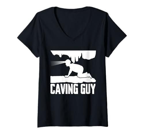 Damen Caving Guy Spelunker T-Shirt mit V-Ausschnitt Damen Caving Guy Spelunker T-Shirt mit V-Ausschnitt von Höhlenforscher Design Idee Spelunking