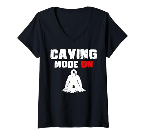 Damen Caving Mode On Spelunker T-Shirt mit V-Ausschnitt Damen Caving Mode On Spelunker T-Shirt mit V-Ausschnitt von Höhlenforscher Design Idee Spelunking
