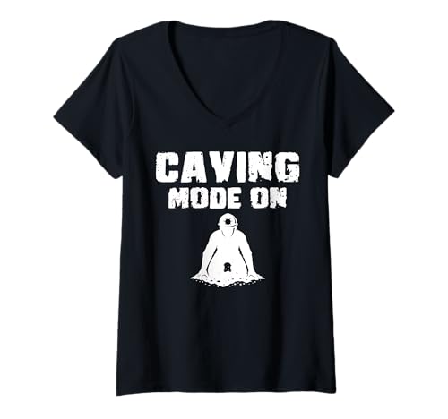 Damen Caving Mode On Spelunker T-Shirt mit V-Ausschnitt Damen Caving Mode On Spelunker T-Shirt mit V-Ausschnitt von Höhlenforscher Design Idee Spelunking