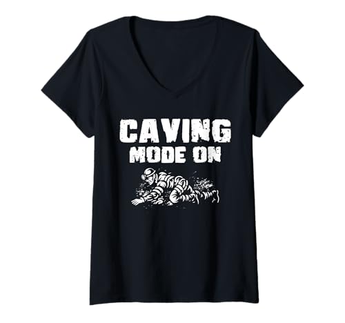 Damen Caving Mode On Spelunker T-Shirt mit V-Ausschnitt Damen Caving Mode On Spelunker T-Shirt mit V-Ausschnitt von Höhlenforscher Design Idee Spelunking