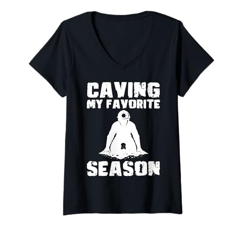 Damen Caving My Favorite Season Spelunker T-Shirt mit V-Ausschnitt Damen Caving My Favorite Season Spelunker T-Shirt mit V-Ausschnitt von Höhlenforscher Design Idee Spelunking