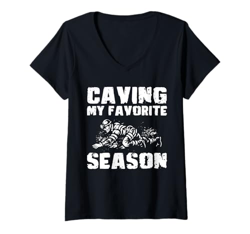 Damen Caving My Favorite Season Spelunker T-Shirt mit V-Ausschnitt Damen Caving My Favorite Season Spelunker T-Shirt mit V-Ausschnitt von Höhlenforscher Design Idee Spelunking