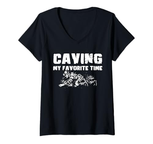 Damen Caving My Favorite Time Spelunker T-Shirt mit V-Ausschnitt Damen Caving My Favorite Time Spelunker T-Shirt mit V-Ausschnitt von Höhlenforscher Design Idee Spelunking