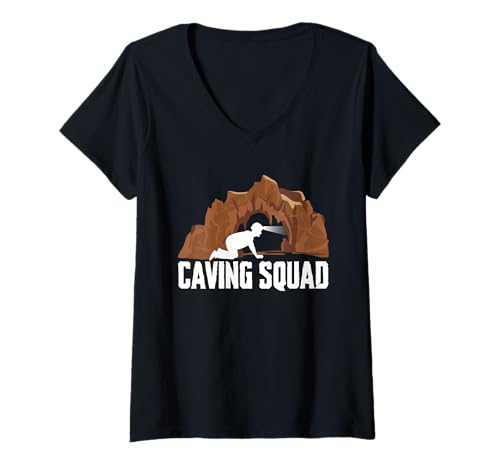 Damen Caving Squad Spelunker T-Shirt mit V-Ausschnitt Damen Caving Squad Spelunker T-Shirt mit V-Ausschnitt von Höhlenforscher Design Idee Spelunking