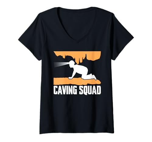 Damen Caving Squad Spelunker T-Shirt mit V-Ausschnitt Damen Caving Squad Spelunker T-Shirt mit V-Ausschnitt von Höhlenforscher Design Idee Spelunking