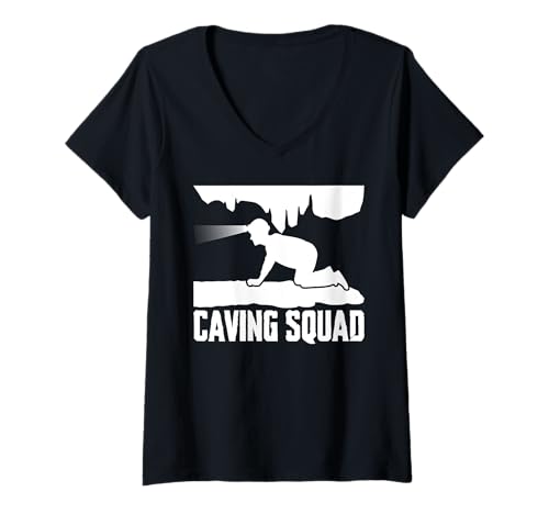 Damen Caving Squad Spelunker T-Shirt mit V-Ausschnitt Damen Caving Squad Spelunker T-Shirt mit V-Ausschnitt von Höhlenforscher Design Idee Spelunking