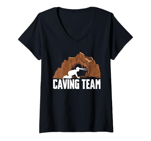 Damen Caving Team Spelunker T-Shirt mit V-Ausschnitt Damen Caving Team Spelunker T-Shirt mit V-Ausschnitt von Höhlenforscher Design Idee Spelunking