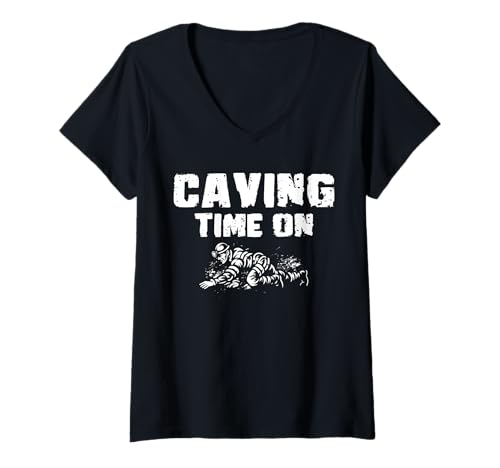 Damen Caving Time On Spelunker T-Shirt mit V-Ausschnitt Damen Caving Time On Spelunker T-Shirt mit V-Ausschnitt von Höhlenforscher Design Idee Spelunking