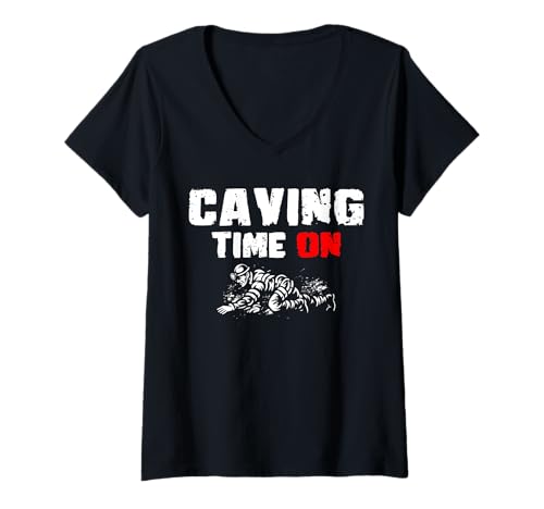 Damen Caving Time On Spelunker T-Shirt mit V-Ausschnitt Damen Caving Time On Spelunker T-Shirt mit V-Ausschnitt von Höhlenforscher Design Idee Spelunking