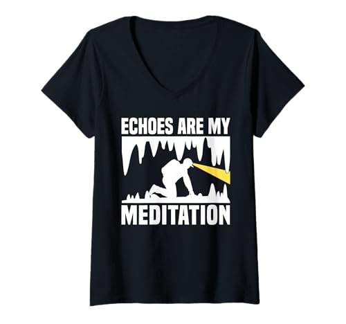 Damen Echos Are My Meditation Caving Spelunker T-Shirt mit V-Ausschnitt Damen Echos Are My Meditation Caving Spelunker T-Shirt mit V-Ausschnitt von Höhlenforscher Design Idee Spelunking