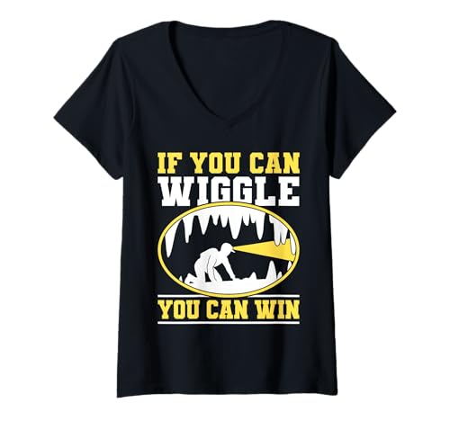 Damen If You Can Wiggle You Can Win Caving Spelunker T-Shirt mit V-Ausschnitt Damen If You Can Wiggle You Can Win Caving Spelunker T-Shirt mit V-Ausschnitt von Höhlenforscher Design Idee Spelunking