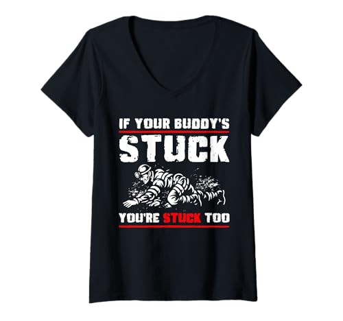 Damen If Your Buddys Stuck Youre Stuck Too Caving Spelunker T-Shirt mit V-Ausschnitt Damen If Your Buddys Stuck Youre Stuck Too Caving Spelunker T-Shirt mit V-Ausschnitt von Höhlenforscher Design Idee Spelunking