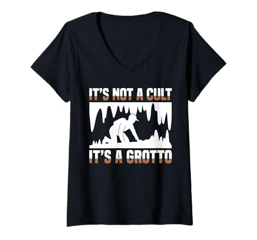 Damen Its Not A Cult Its A Grotto Caving Spelunker T-Shirt mit V-Ausschnitt Damen Its Not A Cult Its A Grotto Caving Spelunker T-Shirt mit V-Ausschnitt von Höhlenforscher Design Idee Spelunking