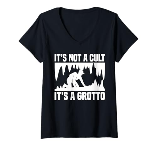 Damen Its Not A Cult Its A Grotto Caving Spelunker T-Shirt mit V-Ausschnitt von Höhlenforscher Design Idee Spelunking