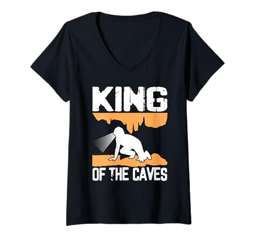 Damen King Of The Caves Caving Spelunker T-Shirt mit V-Ausschnitt Damen King Of The Caves Caving Spelunker T-Shirt mit V-Ausschnitt von Höhlenforscher Design Idee Spelunking