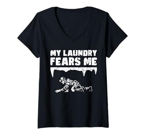 Damen My Laundry Fears Me Caving Spelunker T-Shirt mit V-Ausschnitt Damen My Laundry Fears Me Caving Spelunker T-Shirt mit V-Ausschnitt von Höhlenforscher Design Idee Spelunking