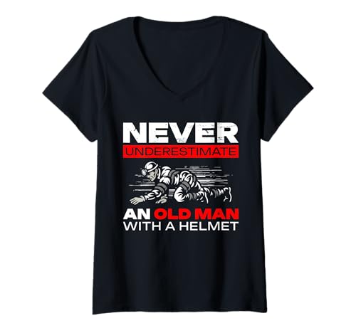 Damen Never Underestimate An Old Man With A Helmet Caving T-Shirt mit V-Ausschnitt Damen Never Underestimate An Old Man With A Helmet Caving T-Shirt mit V-Ausschnitt von Höhlenforscher Design Idee Spelunking