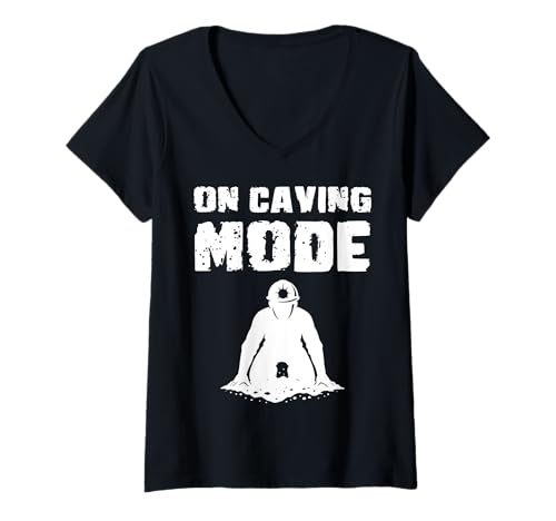 Damen On Caving Mode Spelunker T-Shirt mit V-Ausschnitt Damen On Caving Mode Spelunker T-Shirt mit V-Ausschnitt von Höhlenforscher Design Idee Spelunking