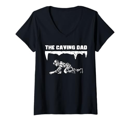 Damen The Caving Dad Fathers Day Caving Spelunker T-Shirt mit V-Ausschnitt Damen The Caving Dad Fathers Day Caving Spelunker T-Shirt mit V-Ausschnitt von Höhlenforscher Design Idee Spelunking