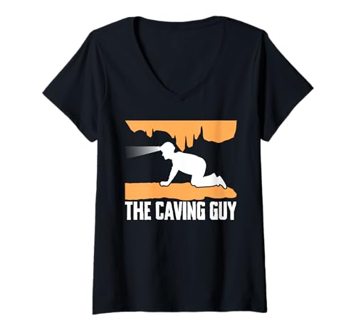 Damen The Caving Guy Spelunker T-Shirt mit V-Ausschnitt Damen The Caving Guy Spelunker T-Shirt mit V-Ausschnitt von Höhlenforscher Design Idee Spelunking