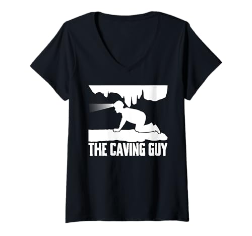 Damen The Caving Guy Spelunker T-Shirt mit V-Ausschnitt Damen The Caving Guy Spelunker T-Shirt mit V-Ausschnitt von Höhlenforscher Design Idee Spelunking
