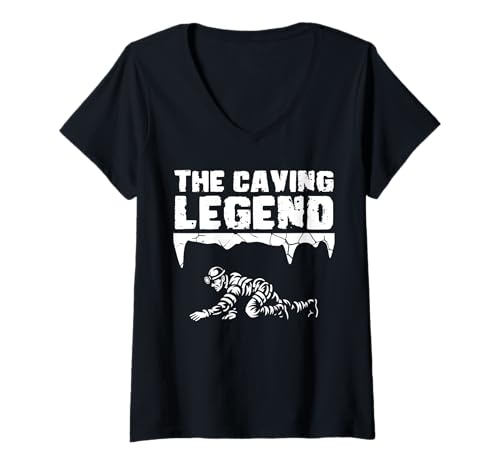 Damen The Caving Legend Caving Spelunker T-Shirt mit V-Ausschnitt Damen The Caving Legend Caving Spelunker T-Shirt mit V-Ausschnitt von Höhlenforscher Design Idee Spelunking
