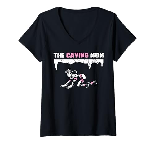 Damen The Caving Mom Mothers Day Caving Spelunker T-Shirt mit V-Ausschnitt Damen The Caving Mom Mothers Day Caving Spelunker T-Shirt mit V-Ausschnitt von Höhlenforscher Design Idee Spelunking