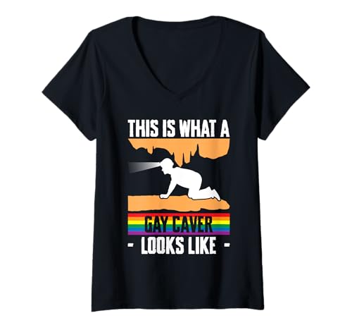 Damen This Is What A Gay Caver Looks Like Caving Spelunker T-Shirt mit V-Ausschnitt Damen This Is What A Gay Caver Looks Like Caving Spelunker T-Shirt mit V-Ausschnitt von Höhlenforscher Design Idee Spelunking