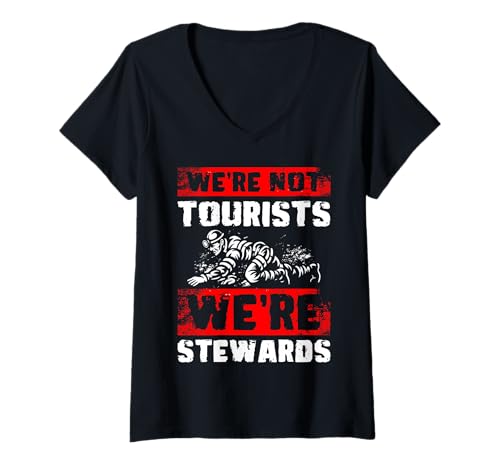 Damen Were Not Tourists Were Stewards Caving Spelunker T-Shirt mit V-Ausschnitt Damen Were Not Tourists Were Stewards Caving Spelunker T-Shirt mit V-Ausschnitt von Höhlenforscher Design Idee Spelunking