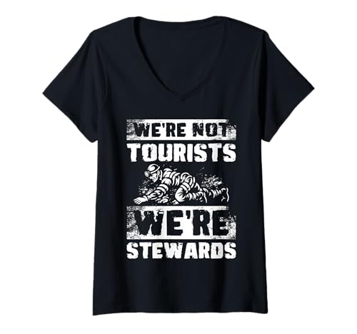 Damen Were Not Tourists Were Stewards Caving Spelunker T-Shirt mit V-Ausschnitt Damen Were Not Tourists Were Stewards Caving Spelunker T-Shirt mit V-Ausschnitt von Höhlenforscher Design Idee Spelunking