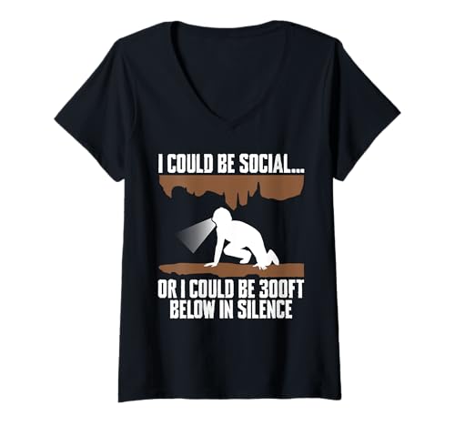 Damen I Could Be Social Caving Spelunking T-Shirt mit V-Ausschnitt Damen I Could Be Social Caving Spelunking T-Shirt mit V-Ausschnitt von Höhlenforscher Designs Idee Spelunking
