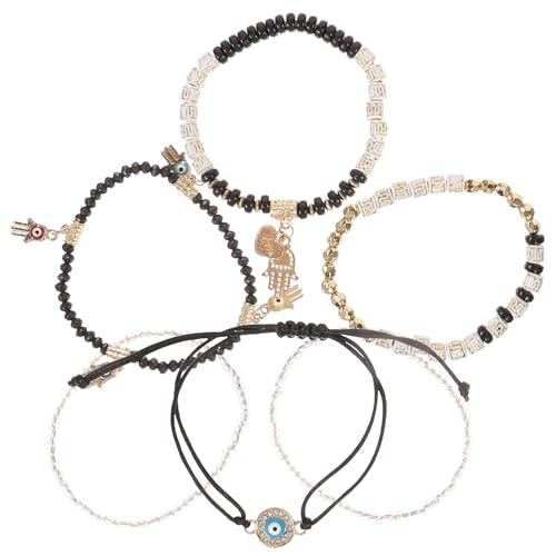 Hoement 1 Satz Evil Eye Armband Reisperlen und Bohemian Charms Handgefertigtes Verstellbares Schmuckstück für Damen Einzigartiges Design Langlebig Allergiefrei und Farbintensiv von Hoement