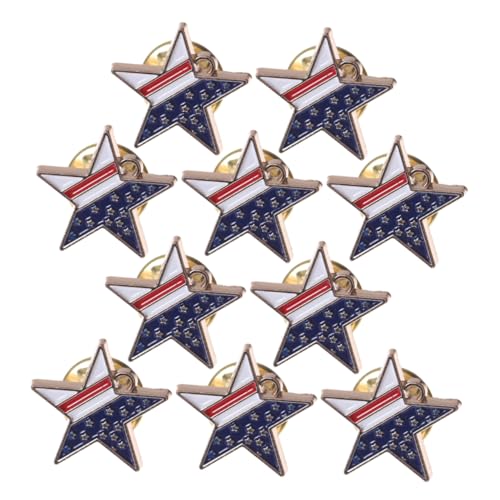Hoement 10 Stück Teiliges Pin Fünf Punkte Stern Brosche Leichtes Pin für Unabhängigkeitstag Patriotic Events Party Parade Zubehör von Hoement