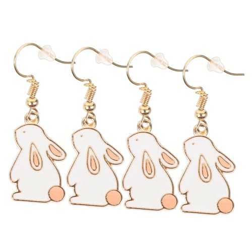 Hoement 2 Paare Damen Ohrringe Cartoon Hasen Ohrhänger Hängende Kaninchen Ohrstecker Legierung Hautfreundlich Süßer Frühlings Schmuck für Alltag Fest von Hoement