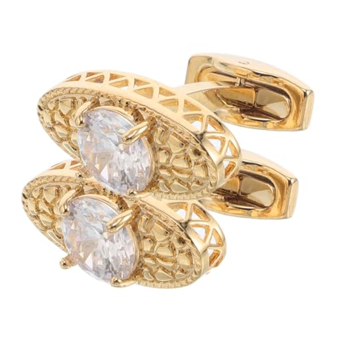 Hoement 2 Stück Goldene Manschettenknöpfe für Herren mit Funkelnden Zirkonia Teiliges Eleganter Schmuck für Formelle Anzüge Business Hochzeit und Festliche Anlässe von Hoement
