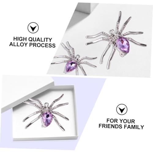 Hoement 2 Stück Halloween Spinnenbroschen aus Legierung mit Glitzer Kreative Spinnen Brustnadeln als Schmuck und Dekoration für Frauen Modische Accessoires für Party und Alltag von Hoement