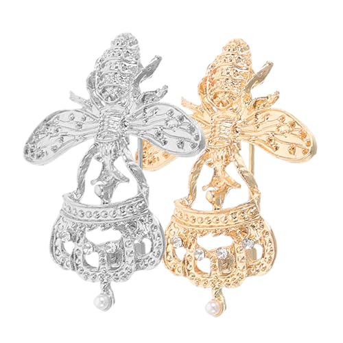Hoement 2 Stück Metallpin mit Strass Modisches Accessoire Zinklegierung für Frauen für Kleidung und Taschen von Hoement