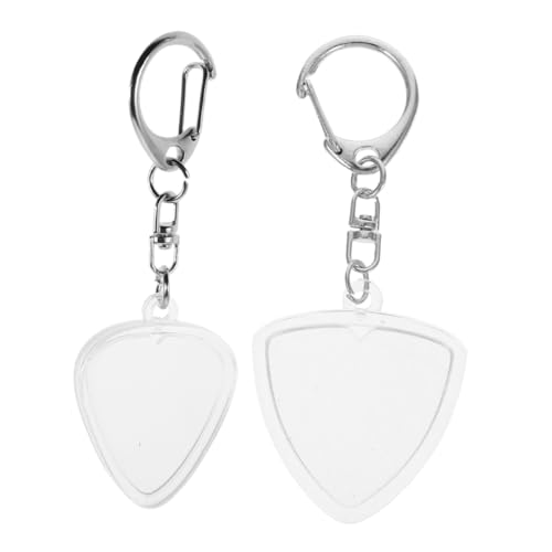 Hoement 2 Stück Plektrumkoffer Inhalter -Fall Auswählen Plektrumhalter Gitarre Gitarren-Plektrum-Organizer Gitarrenplektrenhalter Mit Schlüsselanhänger Plektrum Anhänger Transparent Metall von Hoement