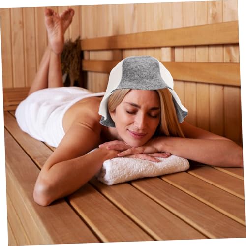 Hoement 2 Stück Saunahut Filz Wiederverwendbare Dampfbad Mütze Wärmeschutz Komfortabel für Frauen und Mädchen Saunazubehör Zuhause Haar Hitzeschutz von Hoement