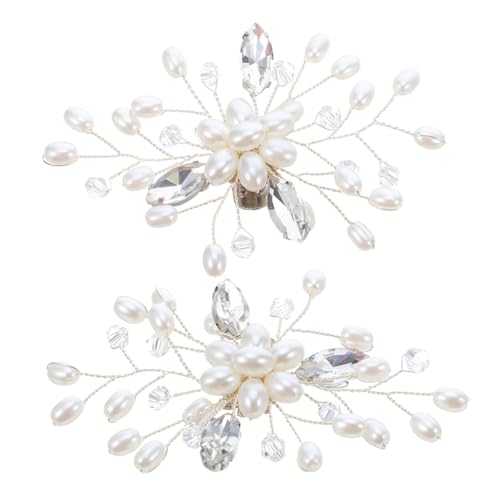 Hoement 2 Stück Schuhclips für Frauen mit Strasssteinen und Perlen Abnehmbare Brautschmuck Schuhbuckles Accessoires für High Heels Sandalen und Flats bei Hochzeit und Festlichen Anlässen von Hoement