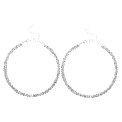 Hoement 2 Stück Teiliges Doppeltes Halsketten Funkelnder Strass Choker Leichter Verstellbarer Schmuck mit Modernem Doppeltem Layer Design Eleganter Brautschmuck für Hochzeit Party Damen von Hoement