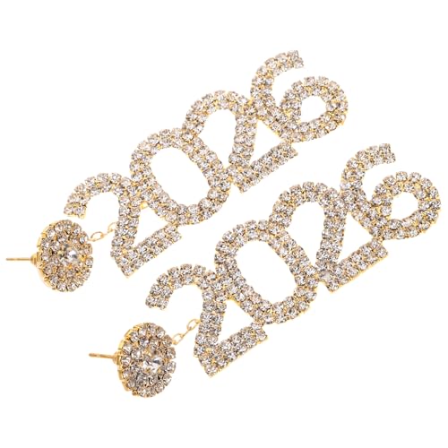 Hoement 2 Stück Teiliges Ohrhänger mit Funkelnden Strasssteinen Leichte Statement Ohrringe für Frauen Year Party Accessoires mit Glamourösem Zahlendesign von Hoement