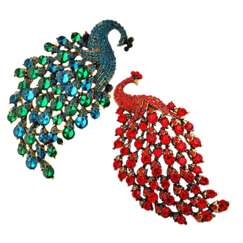 Hoement 2 Stück Teiliges Pfau broschen Funkelnden Strasssteinen Eleganter Modeschmuck für Damen Vielseitige Anstecknadeln für Kleidung und Festliche Anlässe Wie Hochzeit Party Ball von Hoement