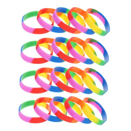 Hoement 20 Stück Teiliges Bunte Silikonarmbänder Flexible Regenbogen Armbänder für Party Handgelenksbänder für Jugendliche und Erwachsene Leicht Tragbar Vielseitig Einsetzbar Trendiger von Hoement