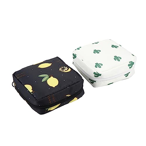 Hoement 2stücke Mini-damenbindentasche Mit Pflanzenmuster Tampon-pad-Tasche Wasserdichter Mini-Kosmetik-Organizer Aufbewahrungstasche Mit Reißverschluss Menstruationstassentasche Für Reise von Hoement