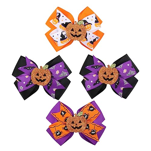 Hoement Halloween-Haar-Accessoire Hexenhut Haarnadel 4er-Pack Bowknot-Haarnadel Y-Satin-Schleife Haarspange Damen Jungen und Mädchen von Hoement