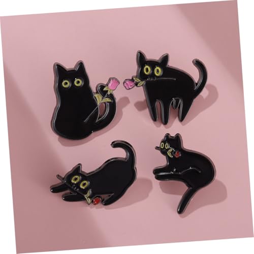 Hoement 4 Stück Katzenbroschen Metall Anstecknadeln für Damen Kleidung Schal Mütze Taschen Dekorative Pins Langlebig Modisch von Hoement