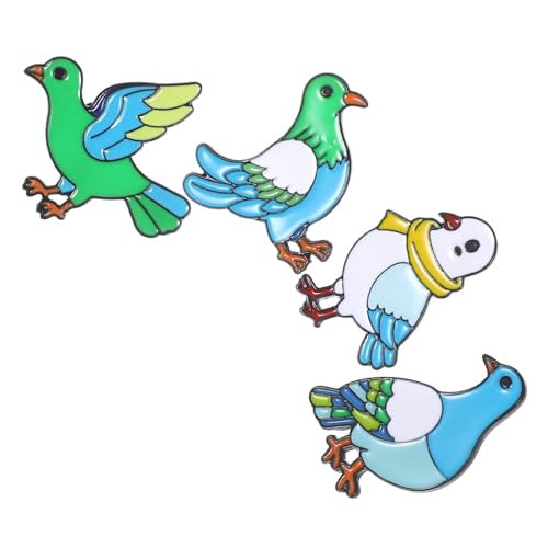 Hoement 4 Stück Metall Friedenstauben Broschen Vintage Tier Anstecker Stilvolle Vogelbroschen für Kleidung Rucksäcke Taschen Fein Gearbeitet und Langlebig von Hoement